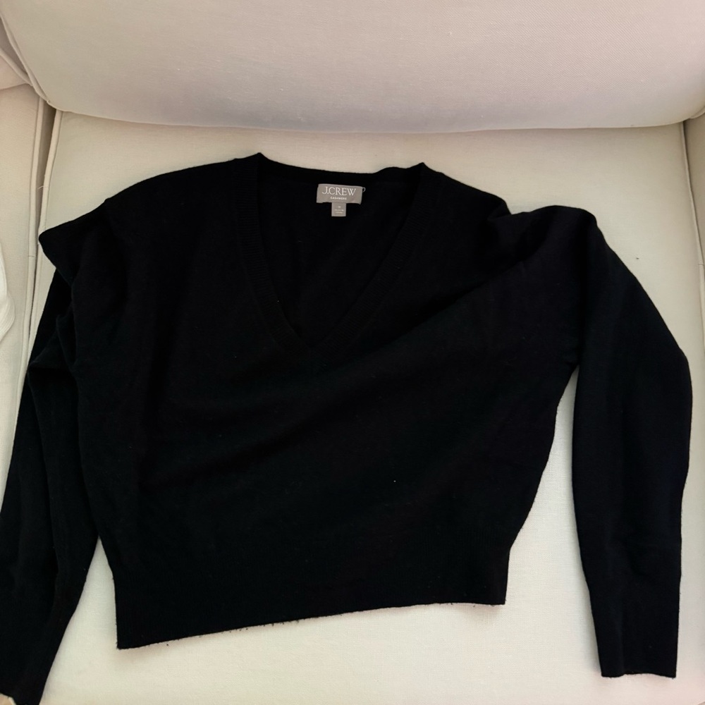 J. Crew Classic Black V-Neck Sweater cropped